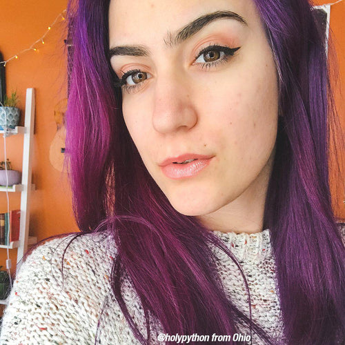 Purple Haze® - Amplified™ - Tish & Snooky's Manic Panic, warm purple, warm violet, violet, warm toned violet, dark purple, deep purple, deep violet, pink violet, red violet, semi permanent hair color, hair dye, @holypython