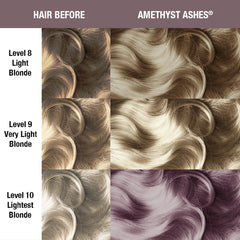 Amethyst Ashes® - Classic High Voltage® - Tish & Snooky's Manic Panic, amethyst, dirty purple, purple ash, metallic purple, smokey purple, smoky purple, metallic violet, smokey violet, smoky violet, purplish gray, purpleish gray, purplish grey, purpleish grey, semi permanent hair color, hair dye, hair level chart, swatch sheet