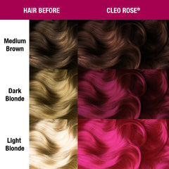 Cleo Rose® - Classic High Voltage®, Manic Panic, hot pink, rose pink, pink, warm pink, warm toned pink, magenta, clio rose, semi permanent hair color, hair dye, hair level chart, swatch sheet