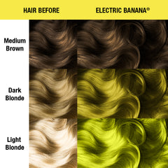 Electric Banana® - Classic High Voltage® - Tish & Snooky's Manic Panic, yellow, bright yellow, neon yellow, yellow green, UV yellow, dayglow yellow, banana yellow, glow yellow, semi permanent hair color, hair dye, hair level chart, shade sheet