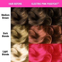 Electric Pink Pussycat™ - Classic High Voltage®, bright pink, orange pink, warm pink, candy pink, UV pink, neon pink, highlighter pink, semi permanent hair color, hair dye, hair level chart, shade sheet