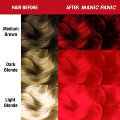 Pillarbox™ Red - Classic High Voltage® - Tish & Snooky's Manic Panic, fire engine red, red, bright red, primary red, true red, pink red, ariel red, little mermaid red, semi permanent hair color, hair dye, hair level chart, shade sheet