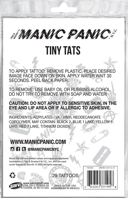 MANIC PANIC PUNK RULES TINY TATS